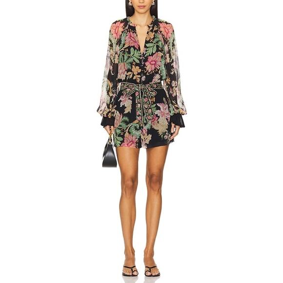 Hemant And Nandita 'Romper' Black Viscose With Hand Crafted Button And Tie Belt - Picture 1 of 4